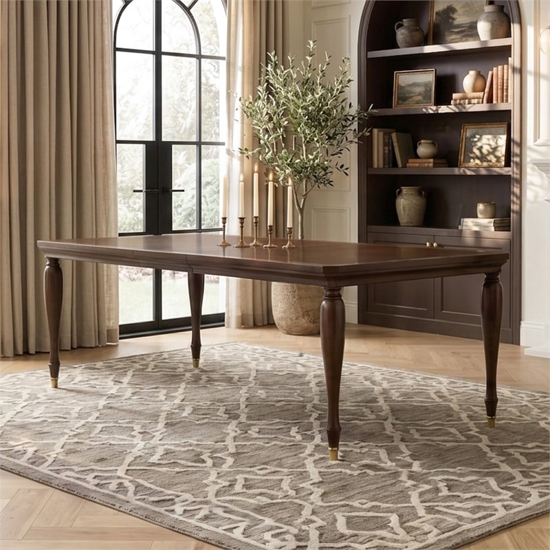 Furniture of America Aiyana Solid Wood Extendable Dining Table in Cherry