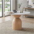 Furniture of America Sonya Wood and Faux Marble Top Round Dining Table in Brown
