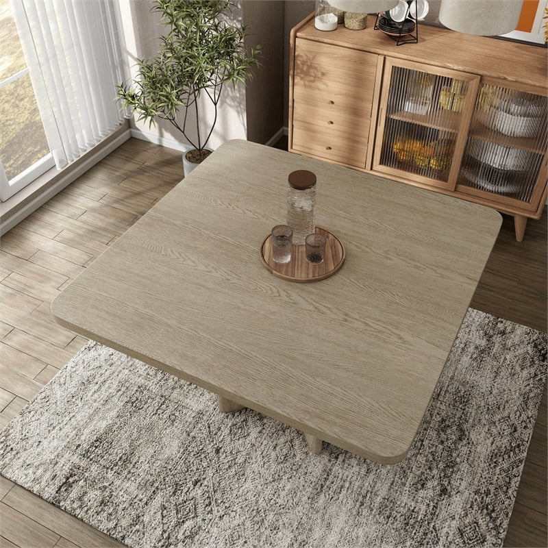 Furniture of America Selyra Solid Wood Pedestal Counter Dining Table in Oak