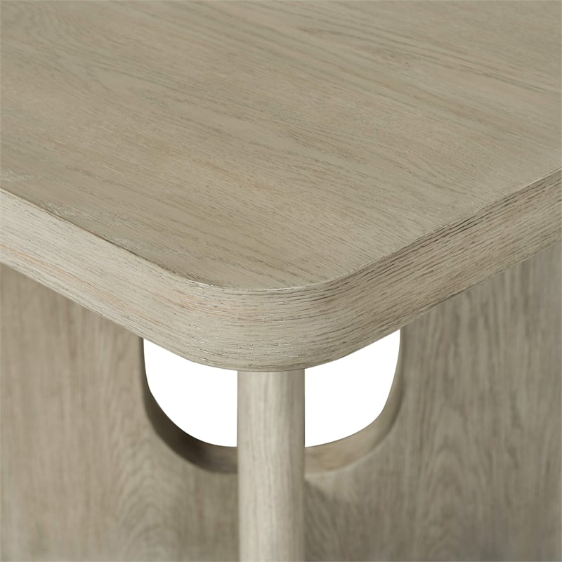 Furniture of America Selyra Solid Wood Pedestal Counter Dining Table in Oak