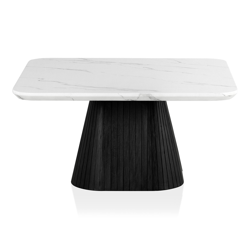 Furniture of America Coraly Faux Marble Top and Wood Coffee Table in Black