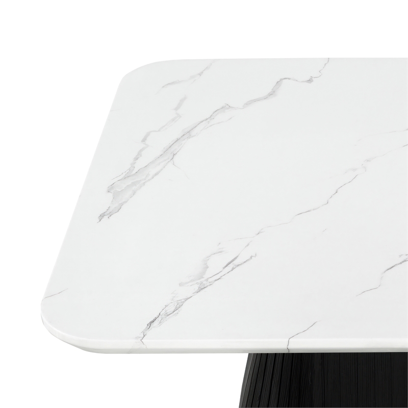 Furniture of America Coraly Faux Marble Top and Wood Coffee Table in Black