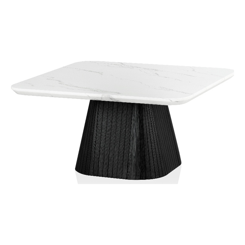 Furniture of America Coraly Faux Marble Top and Wood Coffee Table in Black