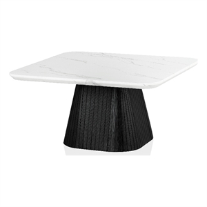 Furniture of America Coraly Faux Marble Top and Wood Coffee Table in Black
