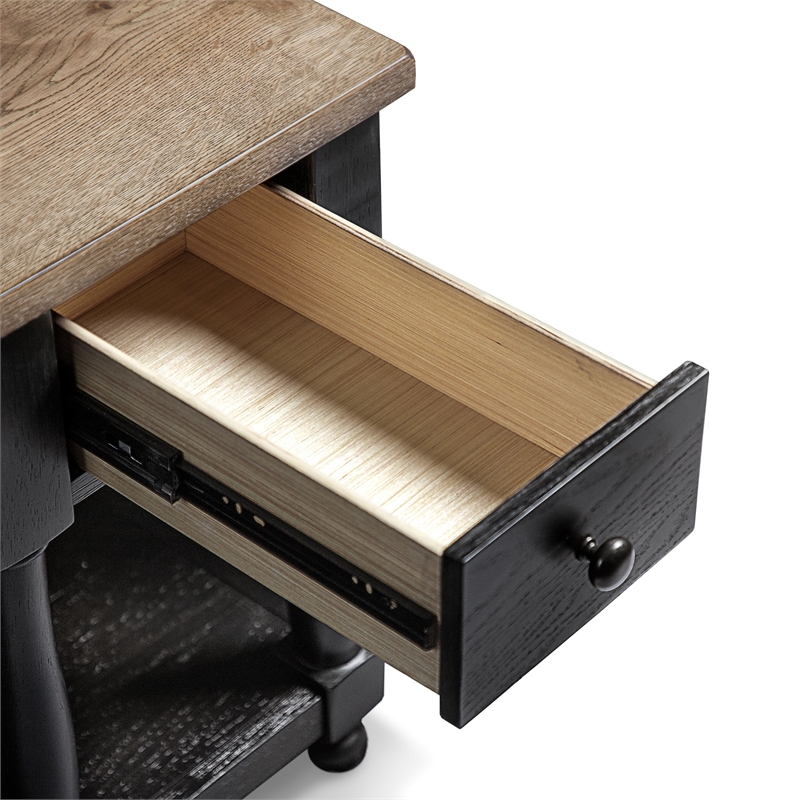Furniture of America Narella Wood Storage Side Table in Black and Brown