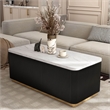 Furniture of America Beryl Genuine Marble Top and Wood Coffee Table in Black