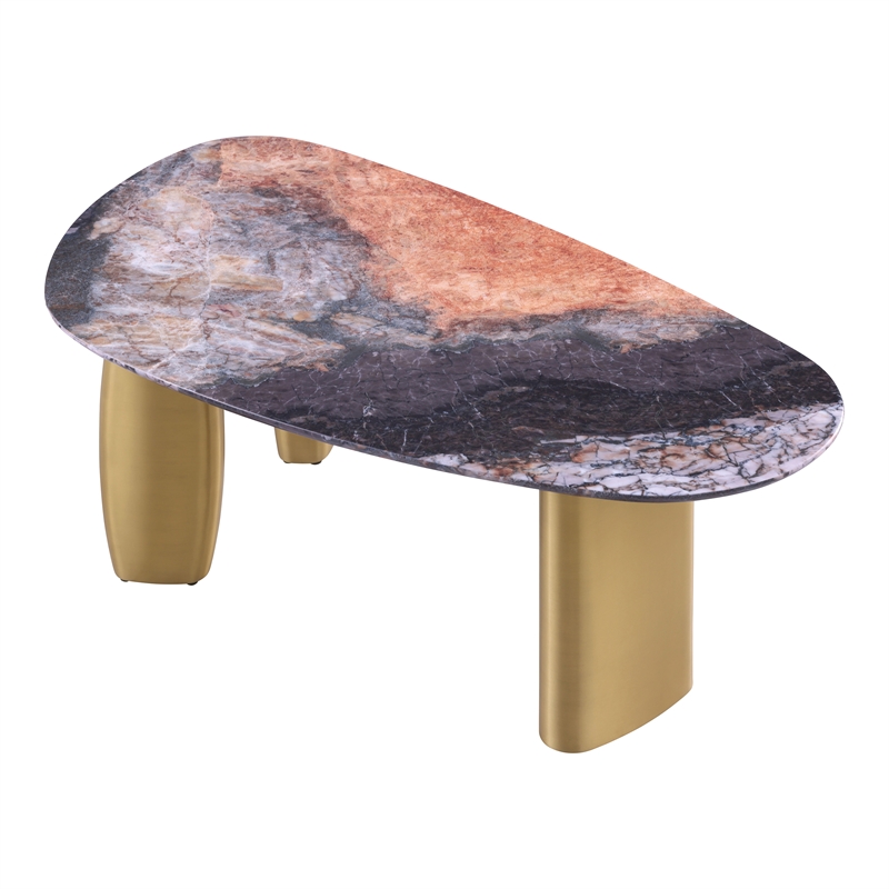 Furniture of America Gavora Stone Top and Steel Coffee Table in Gray