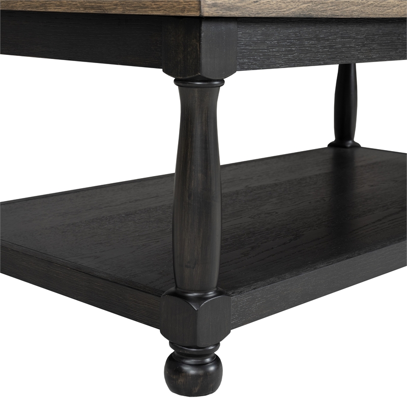 Furniture of America Peregrine Wood Storage 3-Piece Coffee Table Set in Black