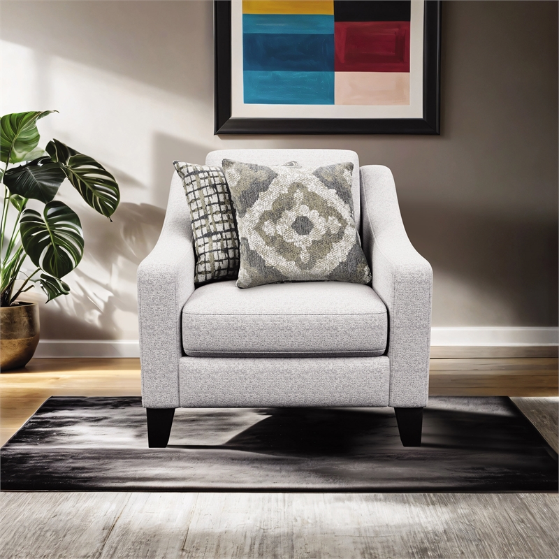 Furniture of America Synter Fabric Sloped Track Arms Chair in White