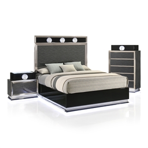 Furniture of America Elvor Solid Wood Queen 3-Piece Bedroom Set in Dark Gray