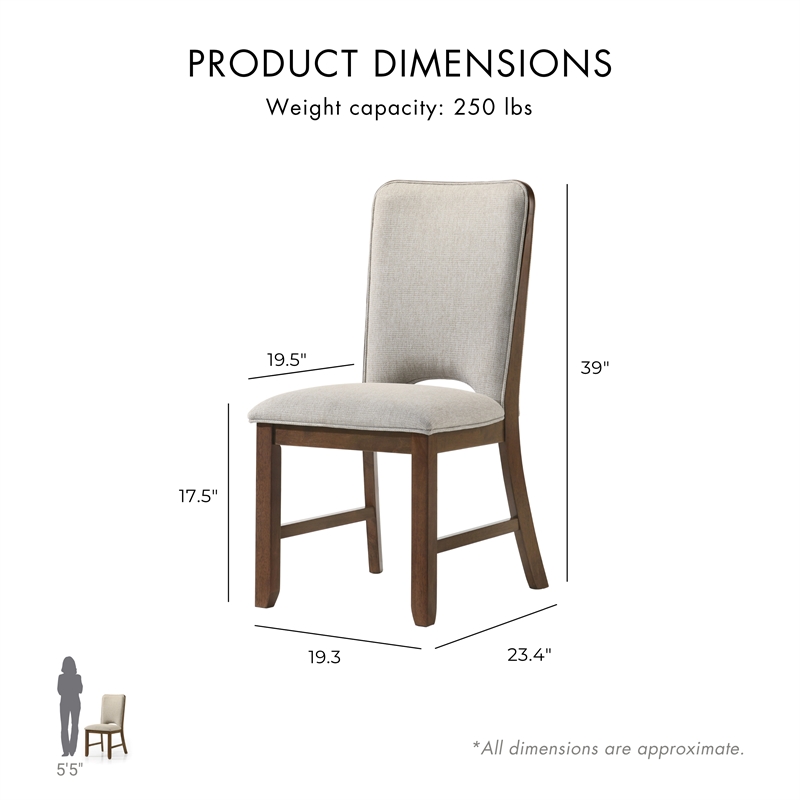 Furniture of America Velto Fabric and Solid Wood Walnut Side Chair (Set of 2)