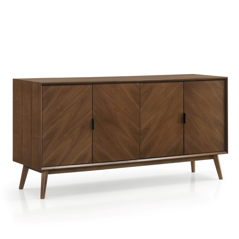 Furniture of America Velto Solid Wood 8-Cabinet Server in Walnut