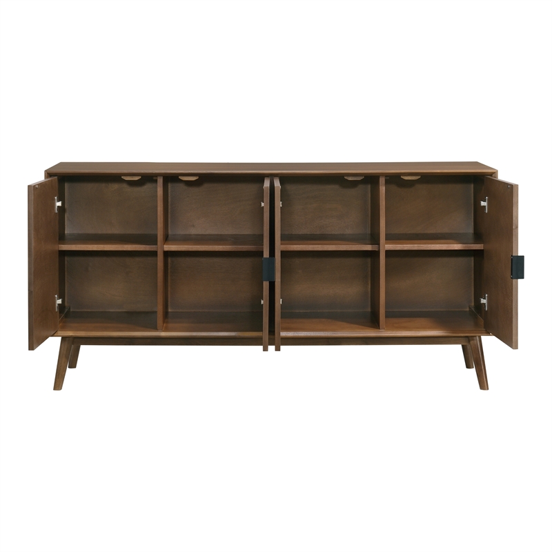 Furniture of America Velto Solid Wood 8-Cabinet Server in Walnut