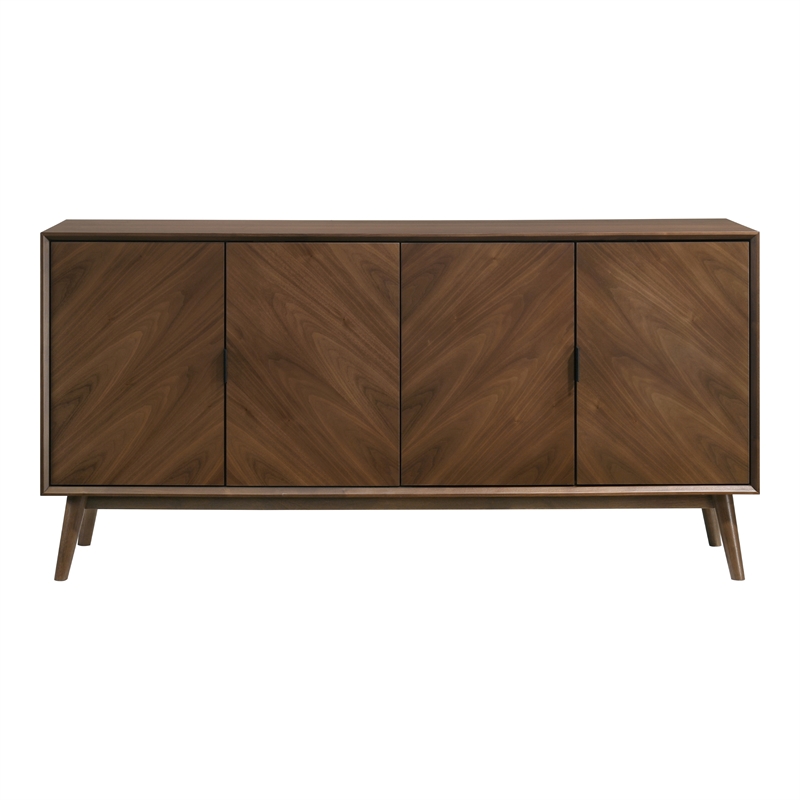 Furniture of America Velto Solid Wood 8-Cabinet Server in Walnut
