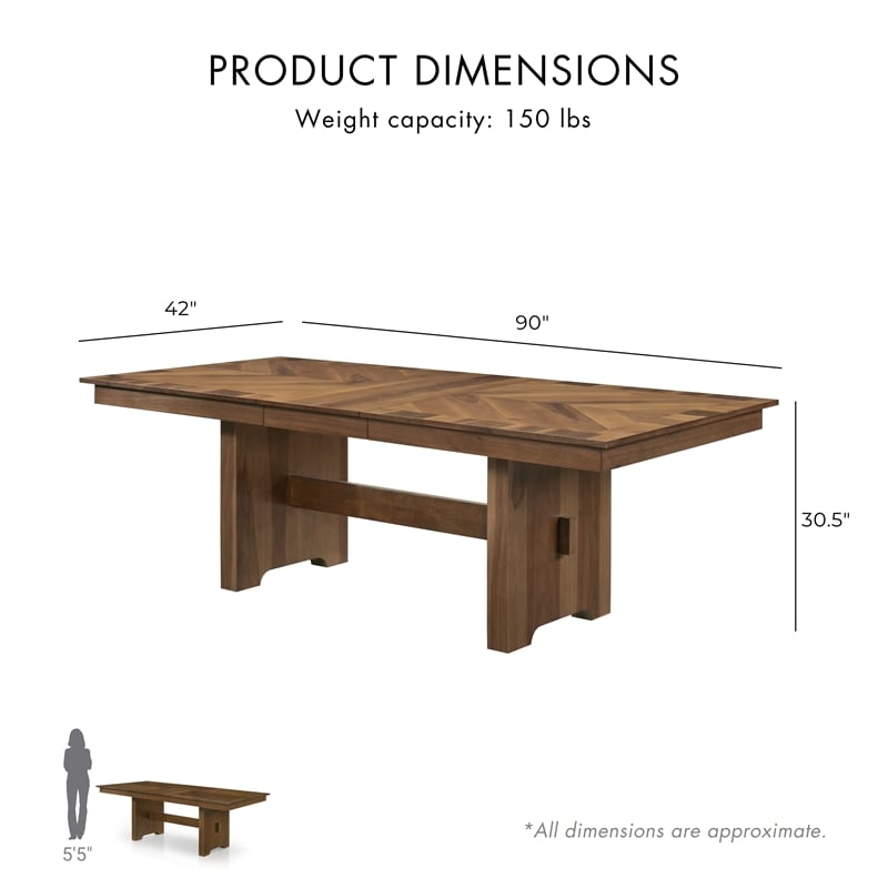 Furniture of America Velto Solid Wood 5-Piece Dining Table Set in Walnut