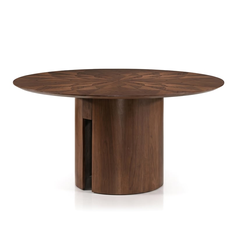 Furniture of America Lefevia Solid Wood 7-Piece Round Dining Table Set in Walnut