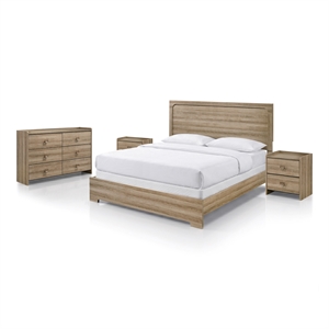 Furniture of America Valio Wood King 4-Piece Bedroom Set in Oak