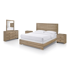 Furniture of America Valio Wood Queen 5-Piece Bedroom Set in Oak