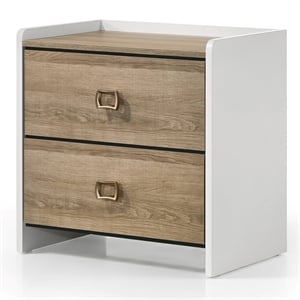 Furniture of America Valio Wood Dovetail 2-Drawer Nightstand in Oak