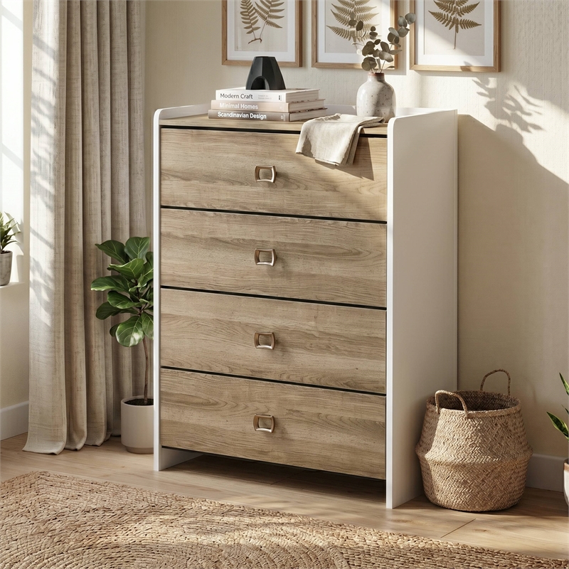 Furniture of America Valio Wood Dovetail 4-Drawer Chest in Oak