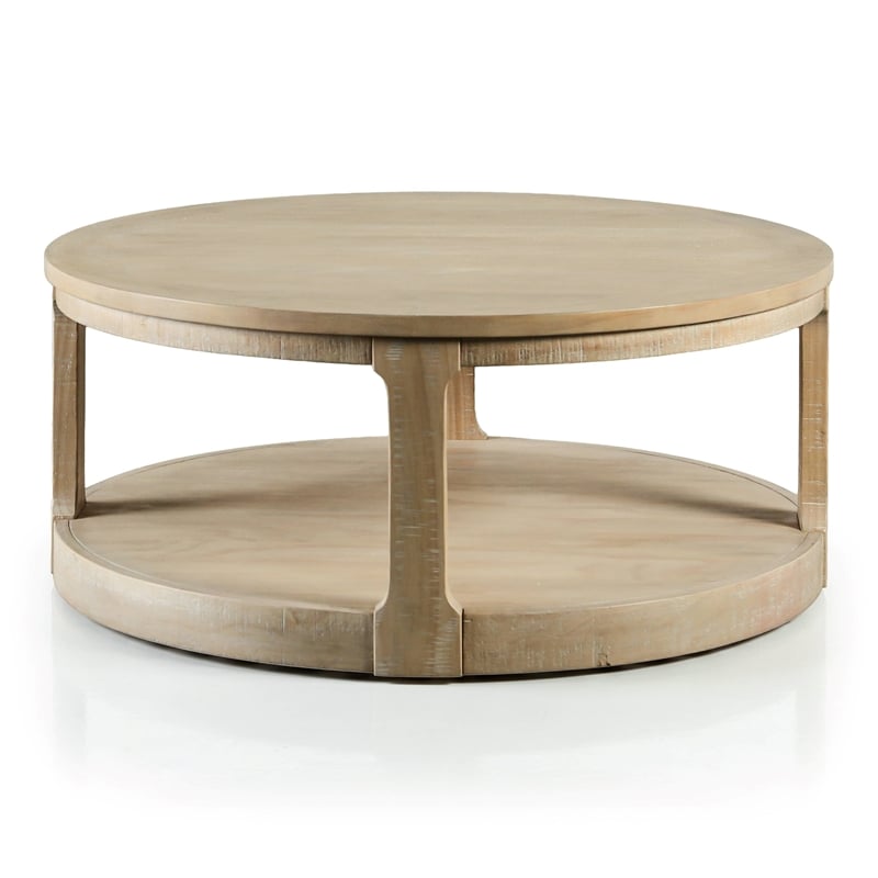 Furniture of America Wodela Solid Wood 2-Piece Coffee Table Set in Natural