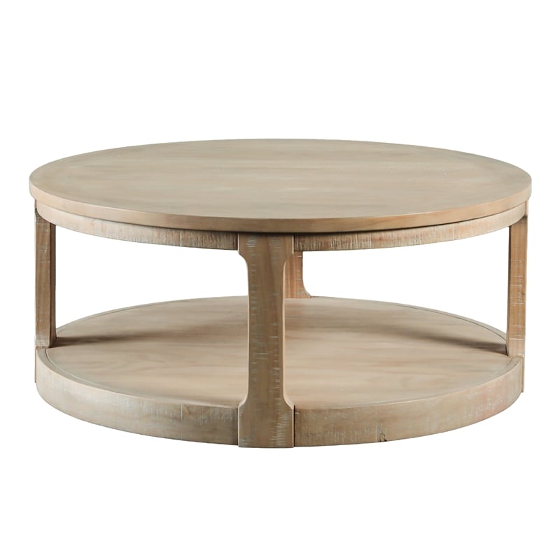 Furniture of America Wodela Solid Wood Coffee Table with Lower Shelf in Natural
