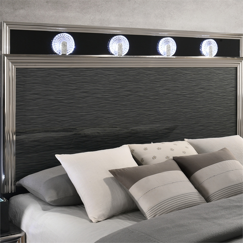 Furniture of America Elvor Solid Wood 2-Drawer Nightstand with LED in Dark Gray