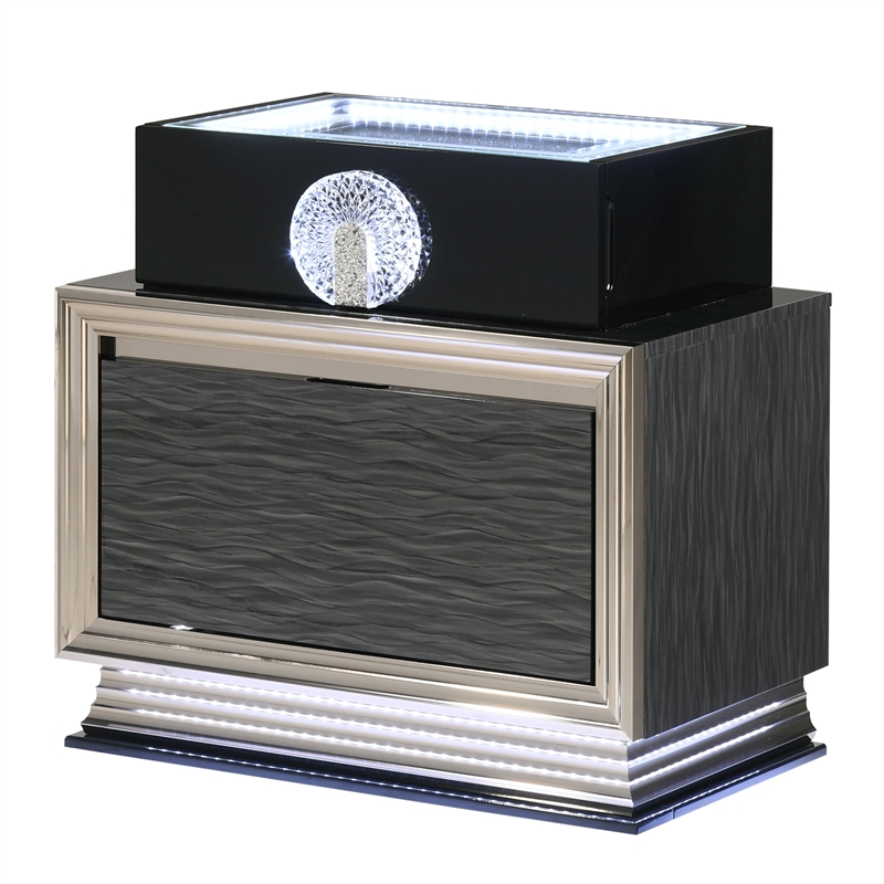 Furniture of America Elvor Solid Wood 2-Drawer Nightstand with LED in Dark Gray