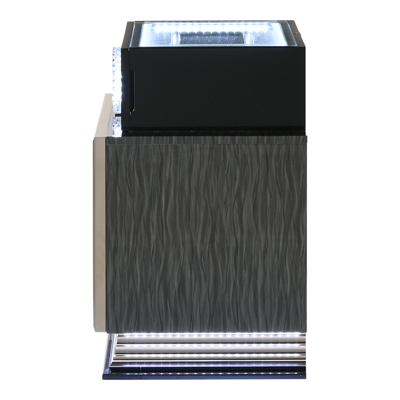 Furniture of America Elvor Solid Wood 2-Drawer Nightstand with LED in Dark Gray