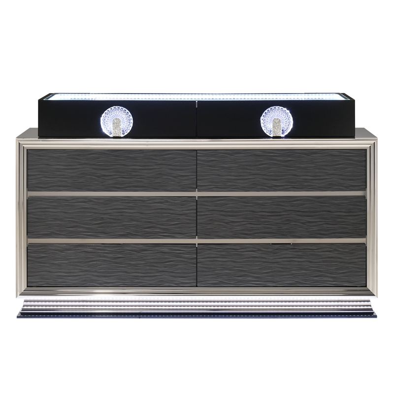 Furniture of America Elvor Solid Wood 8-Drawer Dresser in Dark Gray