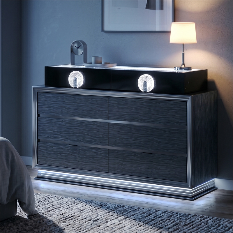 Furniture of America Elvor Solid Wood 8-Drawer Dresser in Dark Gray