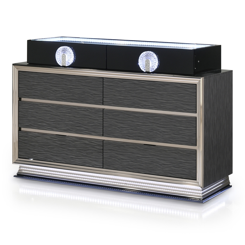 Furniture of America Elvor Solid Wood 8-Drawer Dresser in Dark Gray