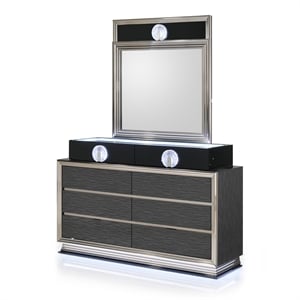 Furniture of America Elvor Solid Wood 2-Piece Dresser and Mirror Set in Gray