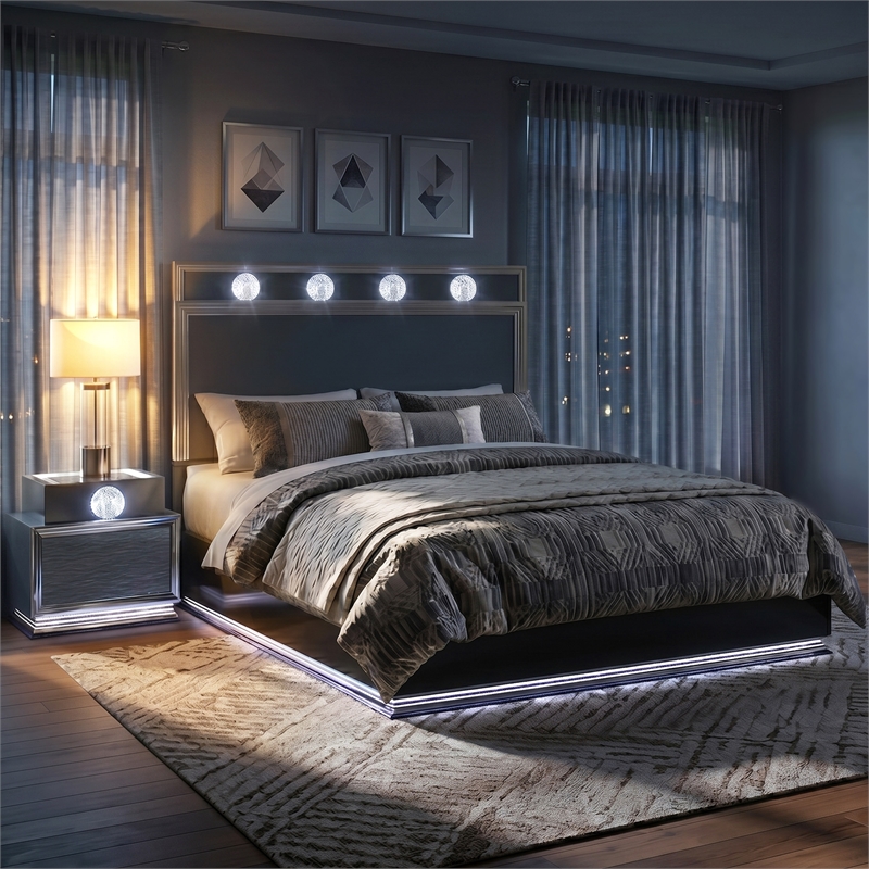 Furniture of America Elvor Solid Wood King 2-Piece Bedroom Set in Dark Gray
