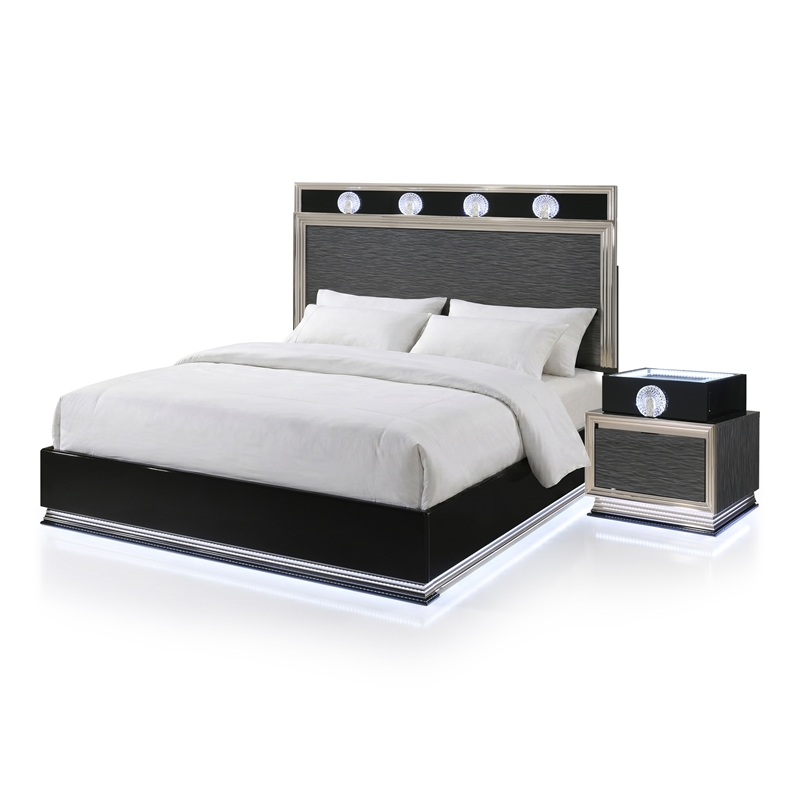 Furniture of America Elvor Solid Wood King 2-Piece Bedroom Set in Dark Gray