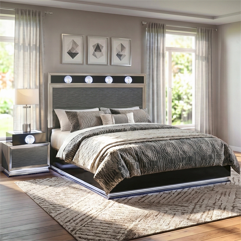 Furniture of America Elvor Solid Wood King 2-Piece Bedroom Set in Dark Gray