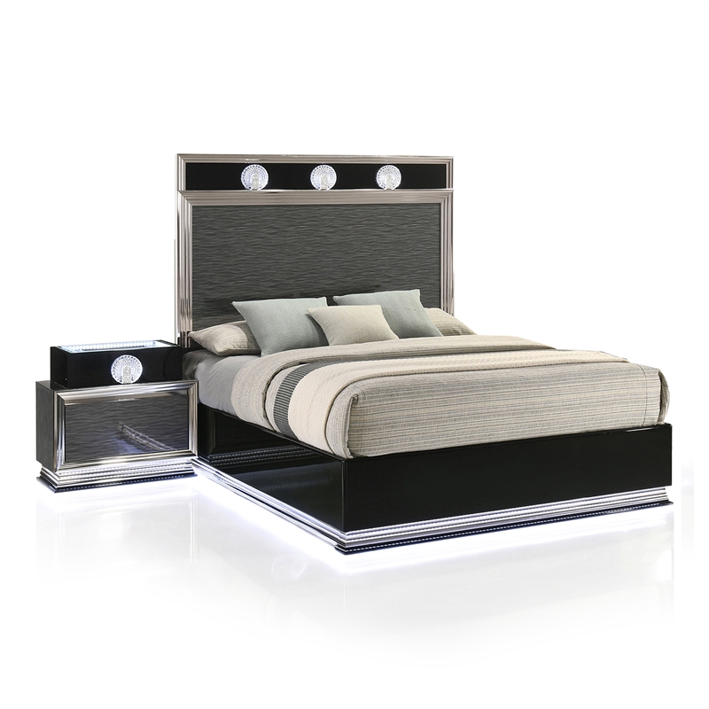Furniture of America Elvor Solid Wood Queen 2-Piece Bedroom Set in Dark Gray