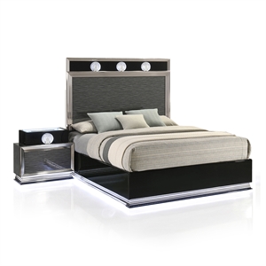 Furniture of America Elvor Solid Wood Queen 2-Piece Bedroom Set in Dark Gray