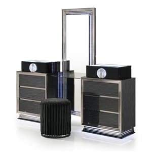 Furniture of America Elvor Solid Wood LED 2-Piece Vanity Set with Stool in Gray