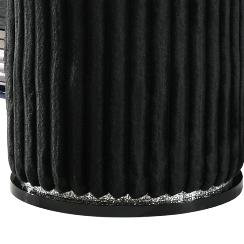 Furniture of America Elvor Solid Wood and Fabric Channeled Vanity Stool in Black