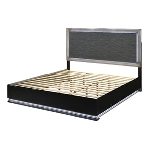Furniture of America Elvor Solid Wood Integrated LED King Platform Bed in Gray