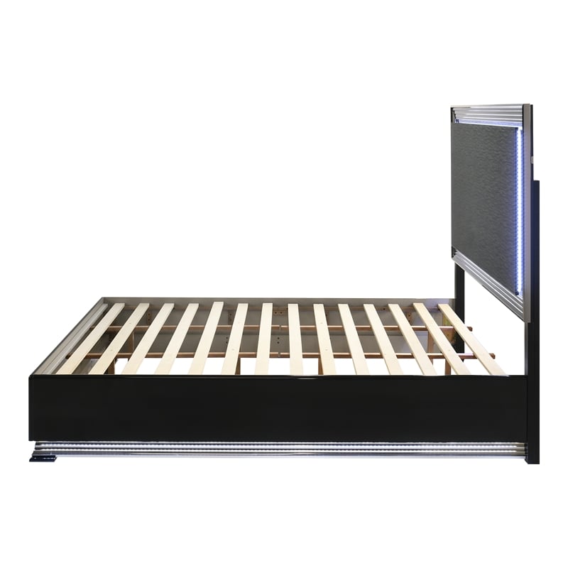 Furniture of America Elvor Solid Wood Integrated LED King Platform Bed in Gray