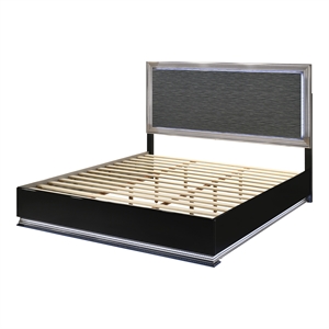 Furniture of America Elvor Solid Wood Integrated LED Queen Platform Bed in Gray
