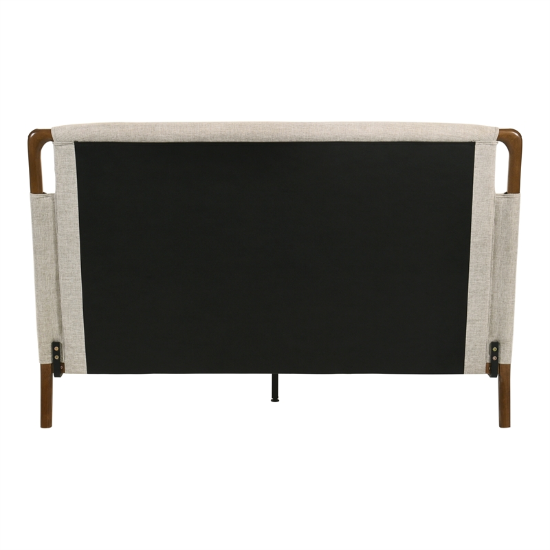 Furniture of America Zeli Wood Upholstered Fabric King Platform Bed in Beige