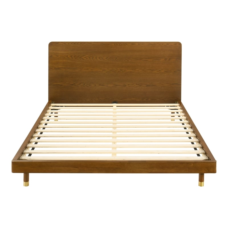 Furniture of America Korva Solid Wood King Platform Bed in Walnut