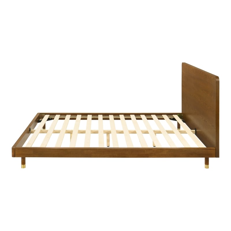 Furniture of America Korva Solid Wood King Platform Bed in Walnut