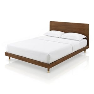 Furniture of America Korva Solid Wood Queen Platform Bed in Walnut