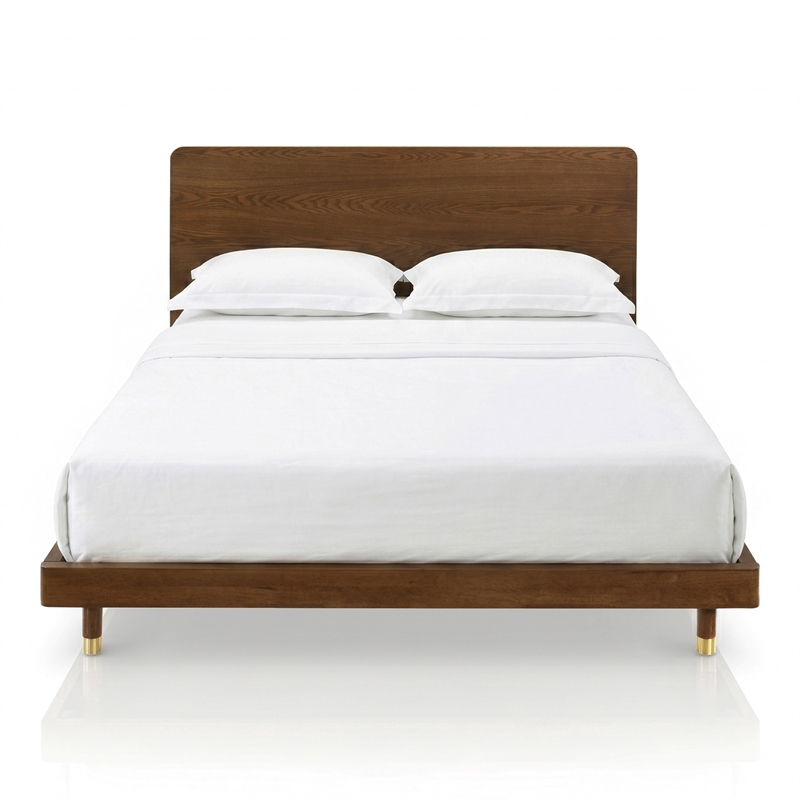 Furniture of America Korva Solid Wood Queen Platform Bed in Walnut