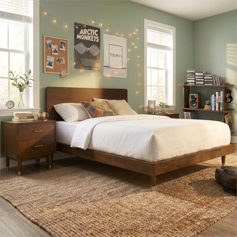 Furniture of America Korva Solid Wood Twin 3-Piece Bedroom Set in Walnut