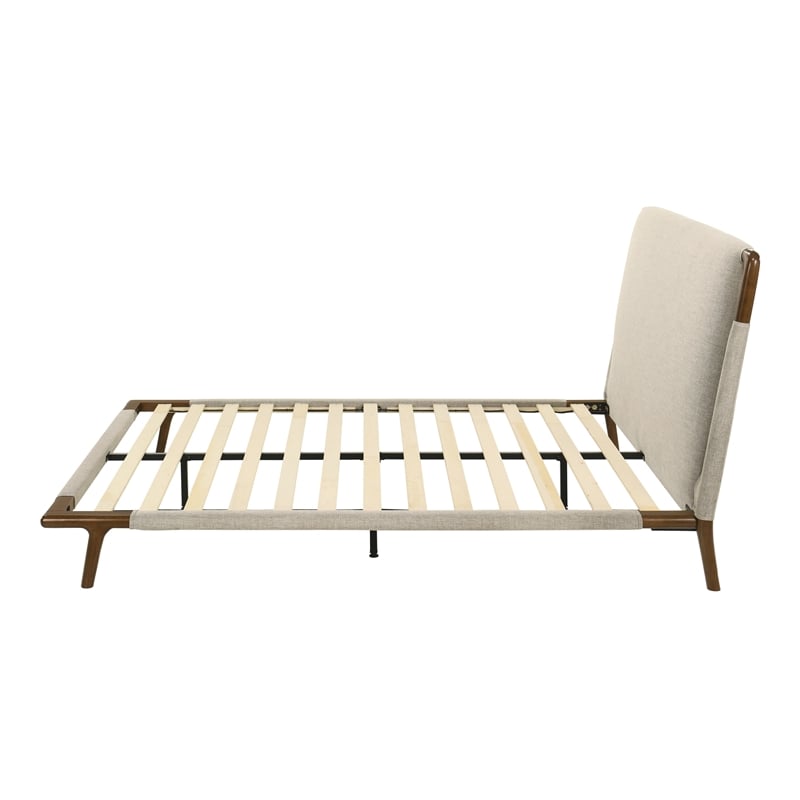 Furniture of America Zeli Upholstered Fabric Queen Platform Bed in Beige